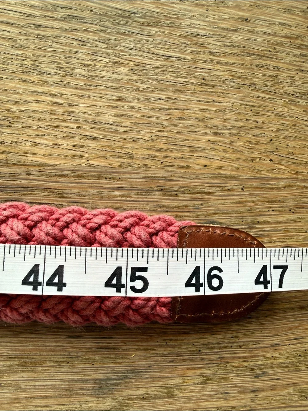Brooks Brothers Pink/Red Crochet Cotton D-Ring Belt  Boho Leather Trim LG NWT